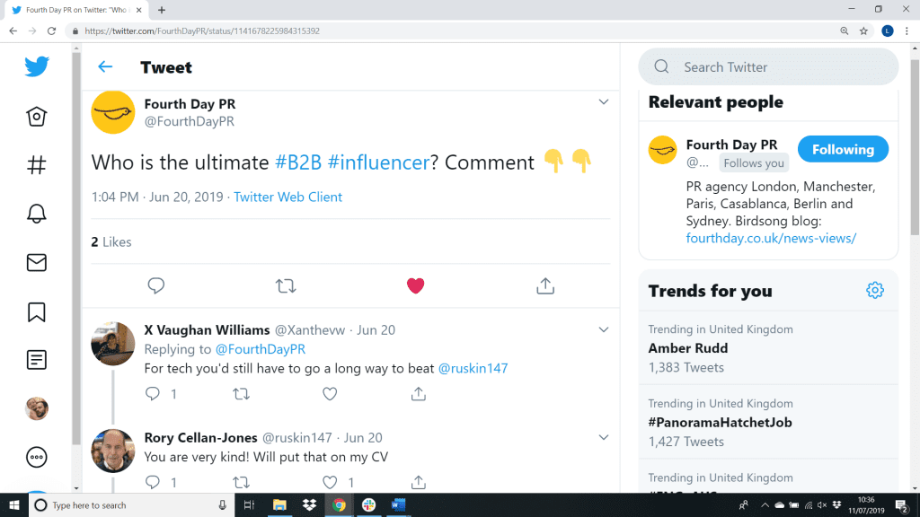 Fourth Day PR's Twitter screenshot